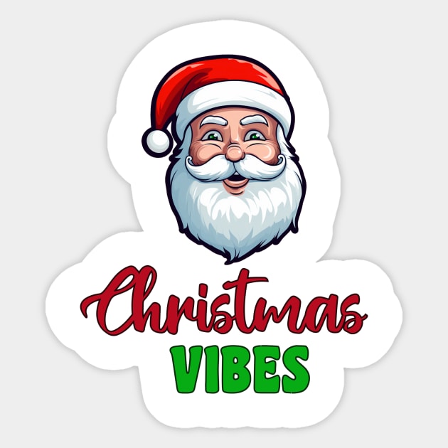 "Christmas Vibes" with Santa claus Sticker by PitubeArt